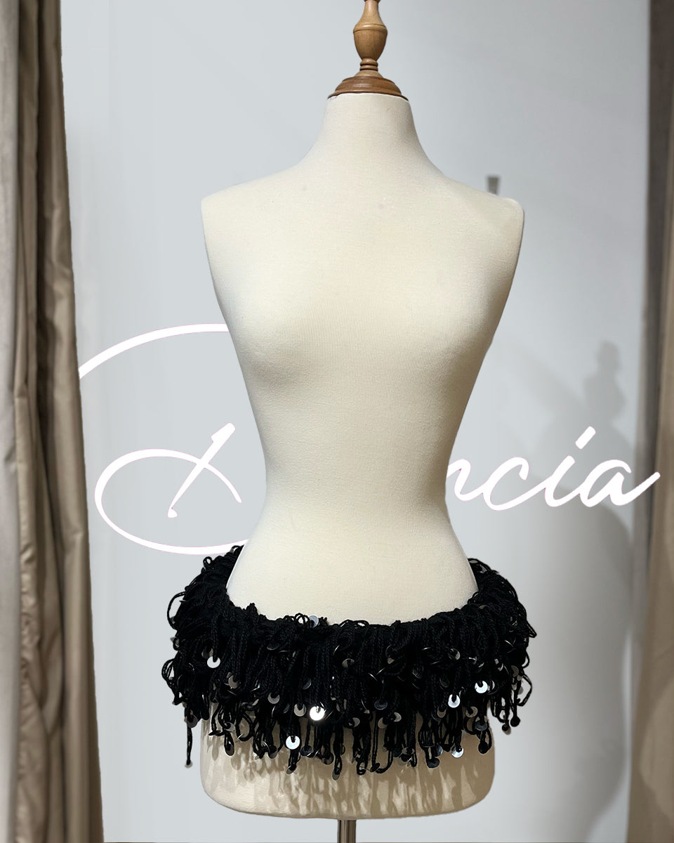 Ceinture de danse marocaine traditionnelle noir